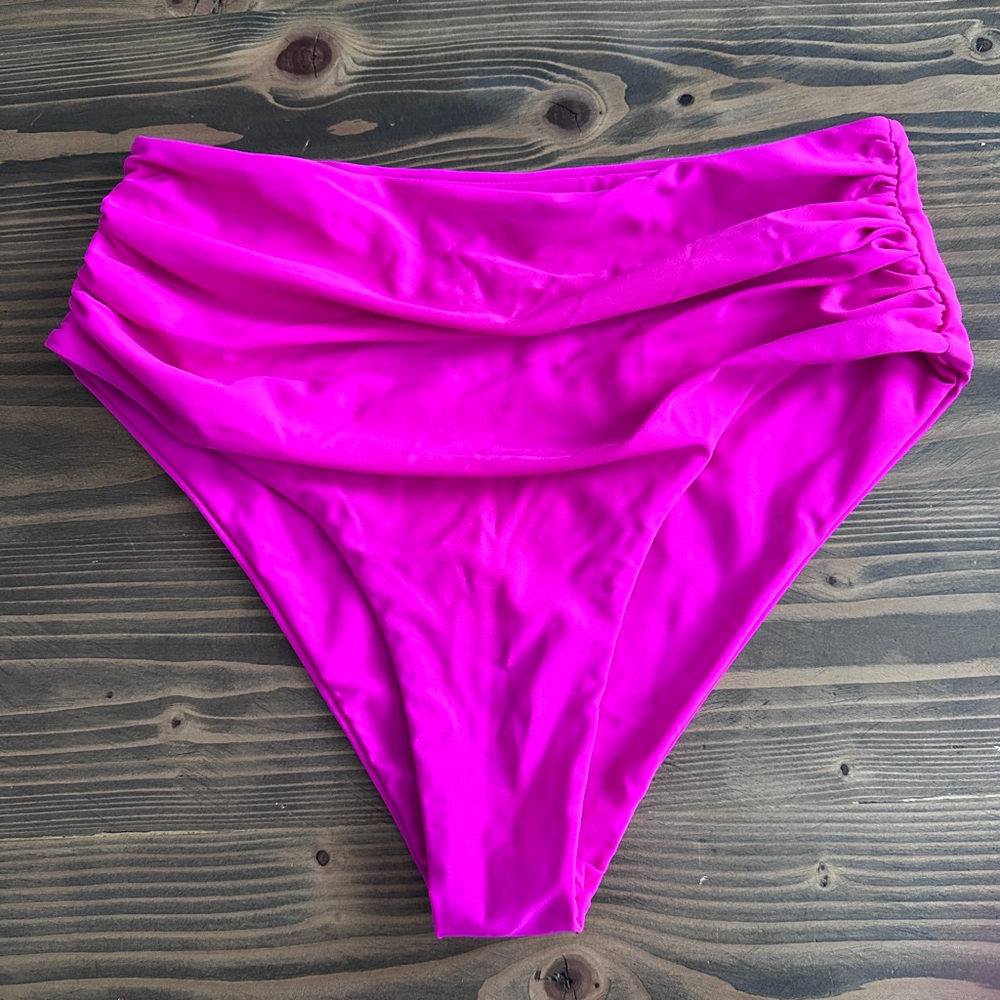 ZAFUL Pink High Waisted Bikini Bottoms Women’s US 6 Ruched